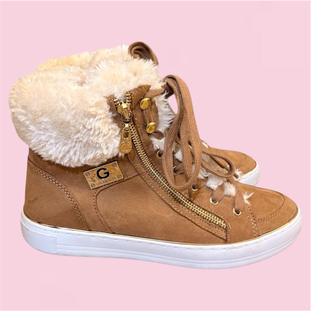 G by Guess Tan Sneakers with Faux Fur - Size 9m